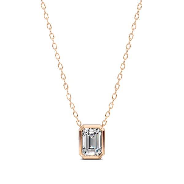 Lab Grown Emerald Bezel Pendant