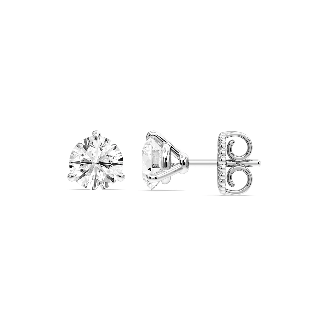 Round Certified Lab Grown Diamond Claw Prong Martini Stud Earrings