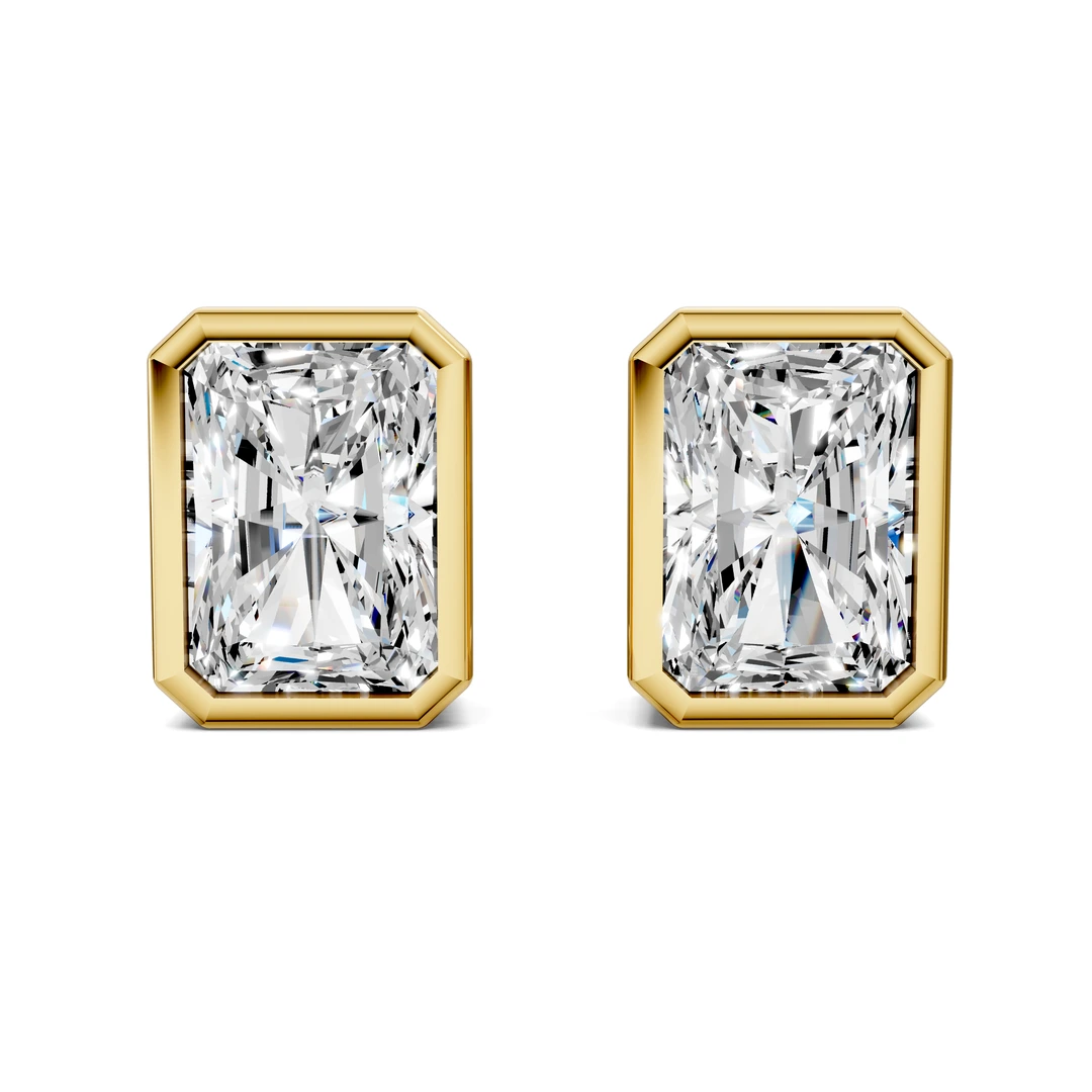 Lab Grown Radiant Cut Bezel Studs