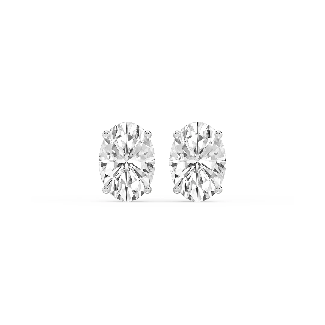 Oval Lab Grown Diamond Hidden Halo Stud Earrings