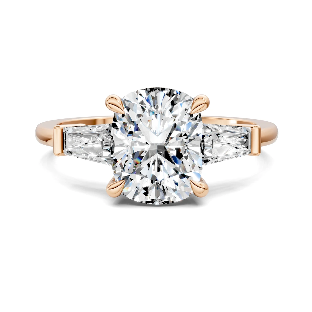 Lab Grown Tapered Baguette Three Stone Ring