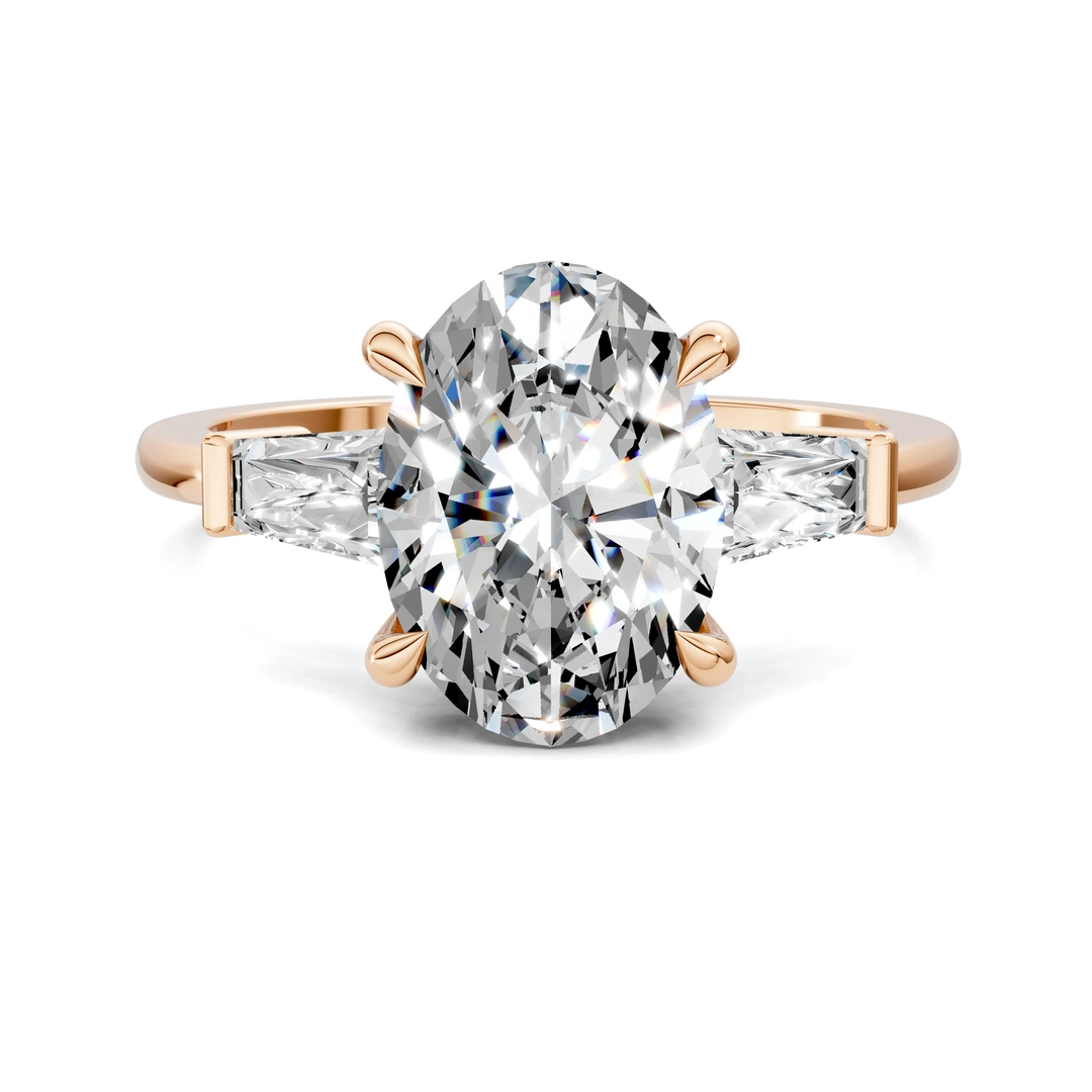 Lab Grown Tapered Baguette Three Stone Ring