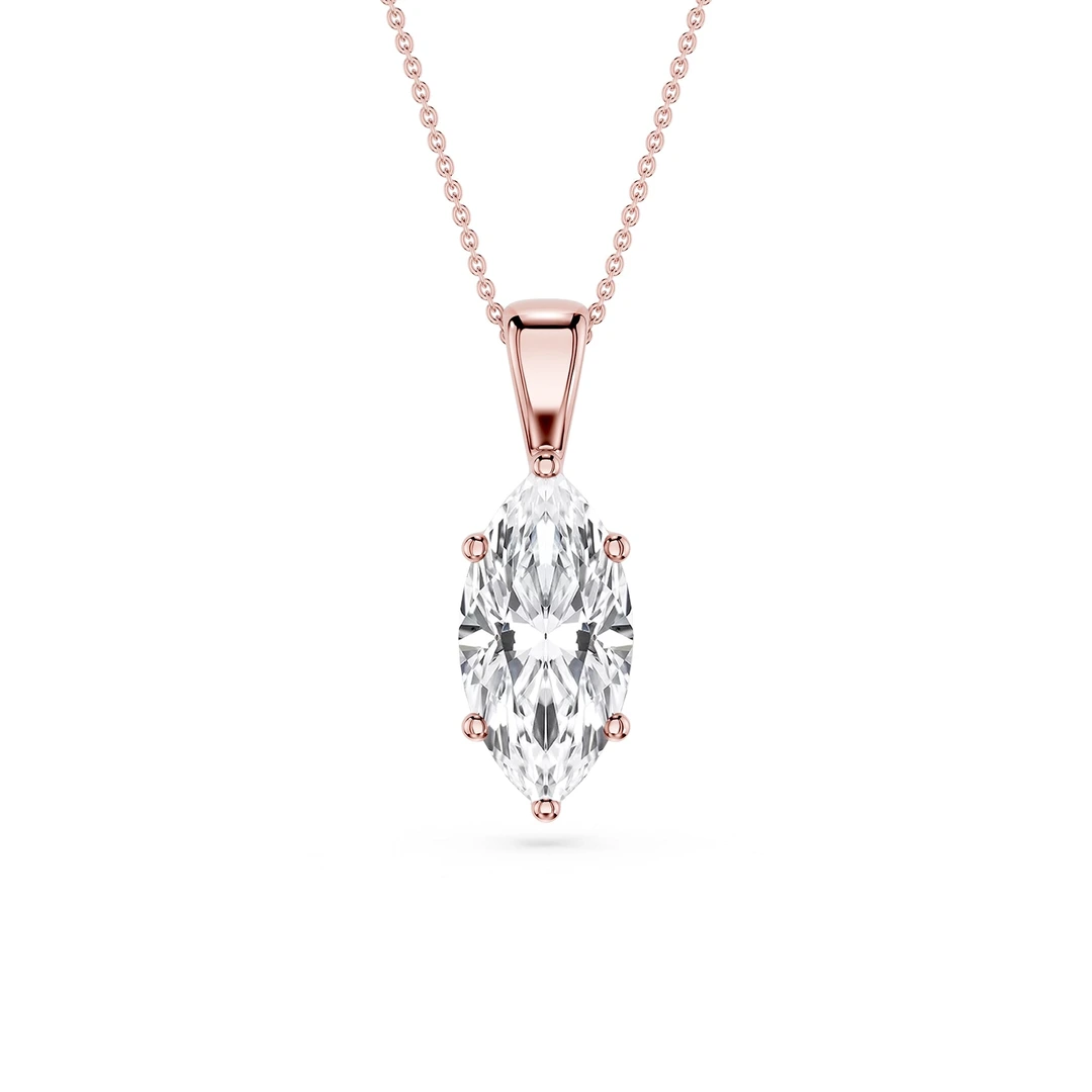 Marquise Lab Grown Diamond 6-Prong Bail Solitaire Pendant - 16 to 18 Inches