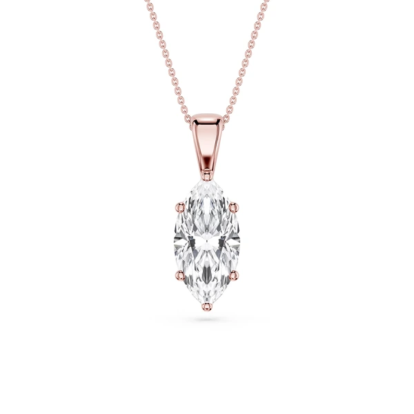 Marquise Lab Grown Diamond 6-Prong Bail Solitaire Pendant - 16 to 18 Inches