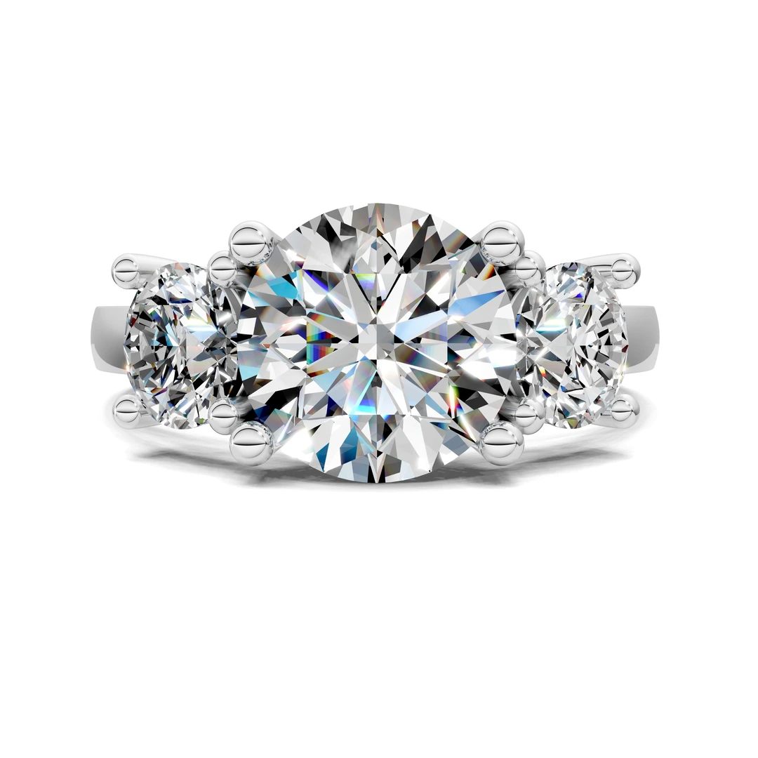 Lab Grown Round Three Stone Engagement Ring